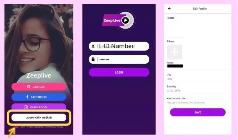 Zeep Live Login Screenshot